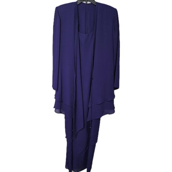 Lillie Rubin Purple Evening Formal Maxi Two Piece Dress Cardigan Size 8 Occasion - Picture 2 of 16